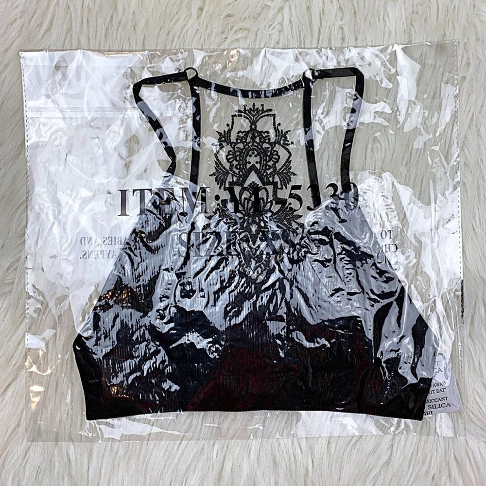 Black Floral Lace Mesh Racerback Tattoo Bralette - Picture 14 of 16